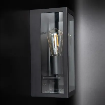 KSR Lighting KSR Barella Single E27 Wall Lantern Black