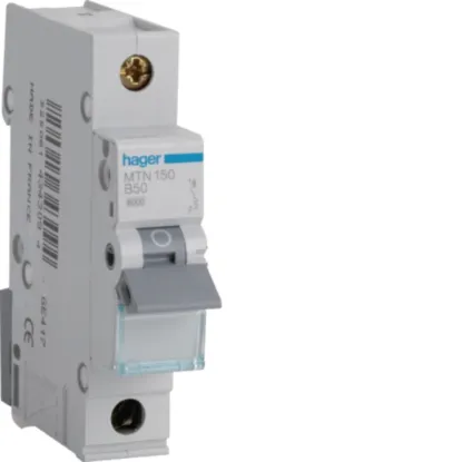 Hager MTN150 50A B Curve 6kA Single Pole MCB