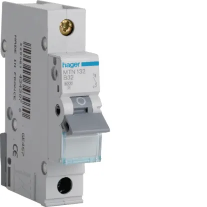 Hager MTN132 32A B Curve 6kA Single Pole MCB