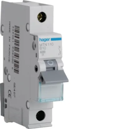 Hager MTN110 10A B Curve 6kA Single Pole MCB
