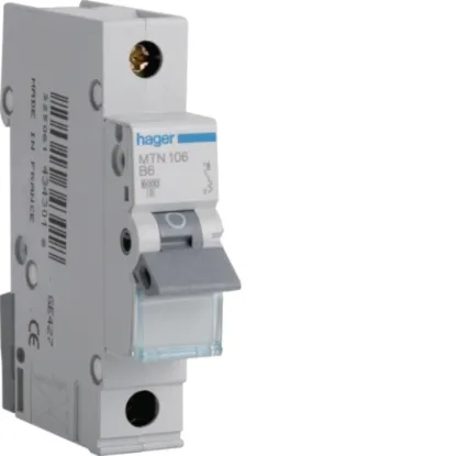 Hager MTN106 6A B Curve 6kA Single Pole MCB