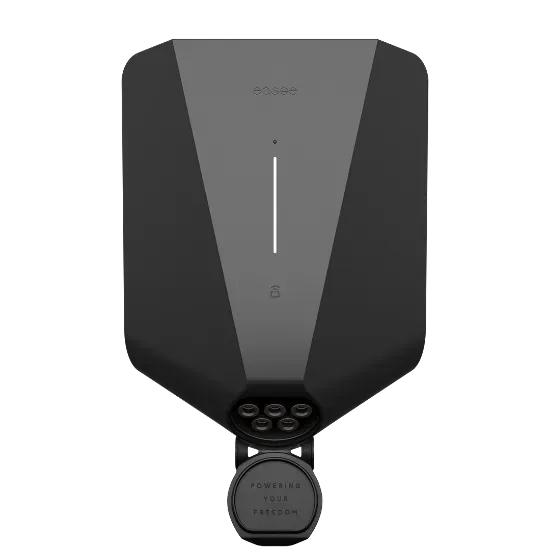 Easee One compact smart EV charger in black.